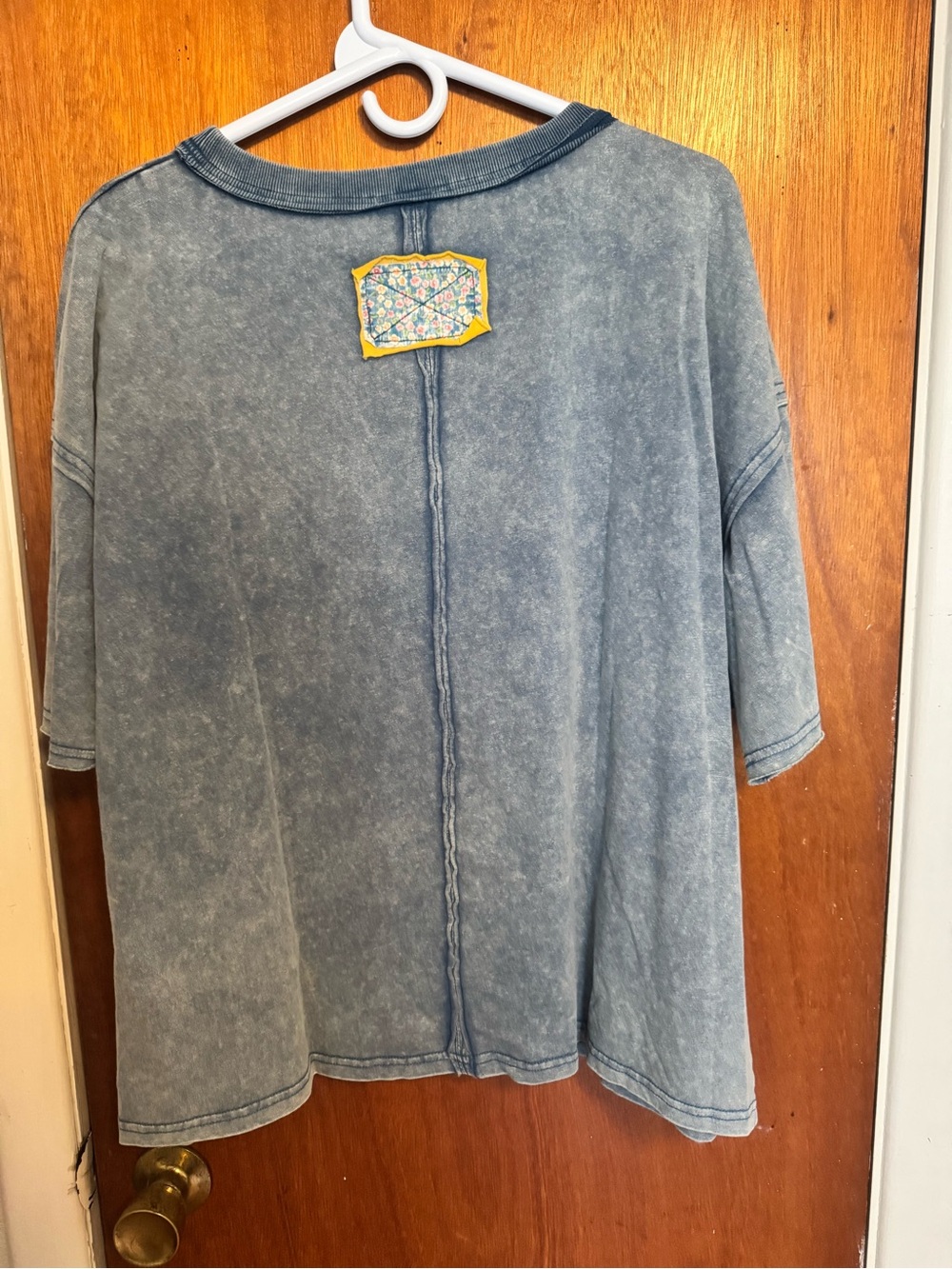 Sage & Fig Blue Short Sleeve Tee with Yellow Floral Appliqué - Picture 5 of 6